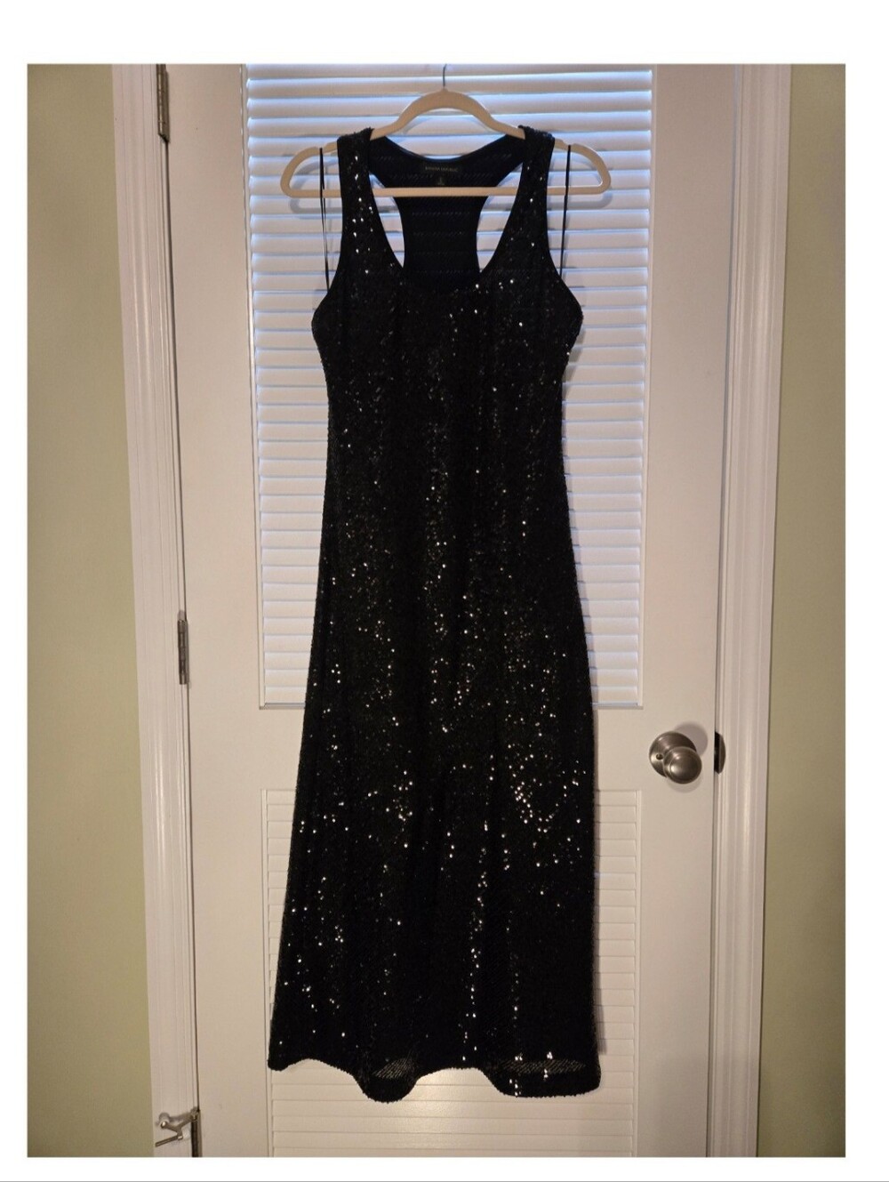 Banana Republic S Tall Black Sequence Sequin Tank Dress Fitted Silouette
